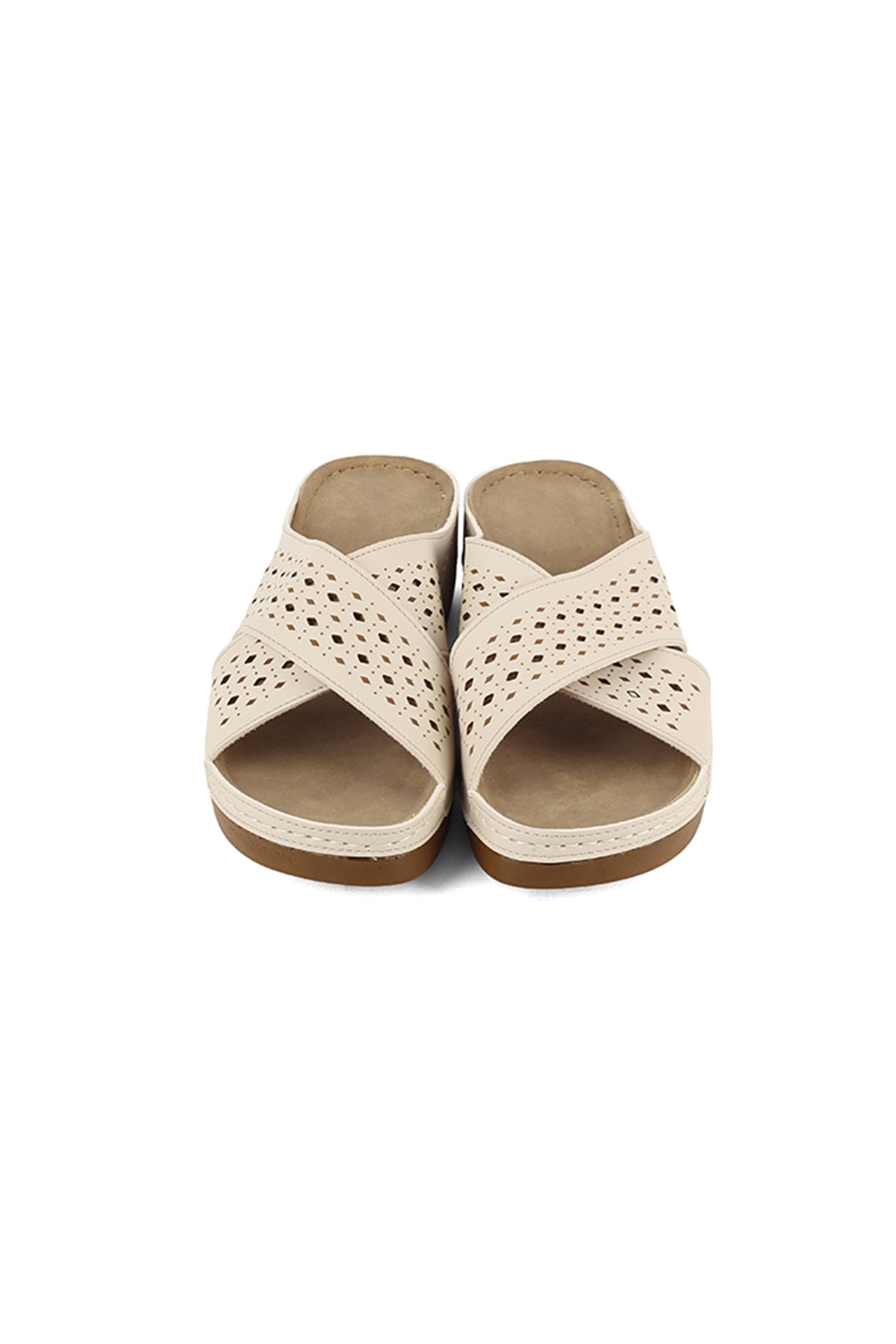 Kadın Ortopedik Çapraz Bant Bej Terlik