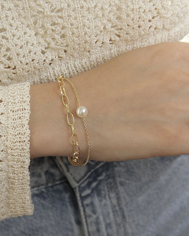 Kadın İkili İnci Detay Bileklik