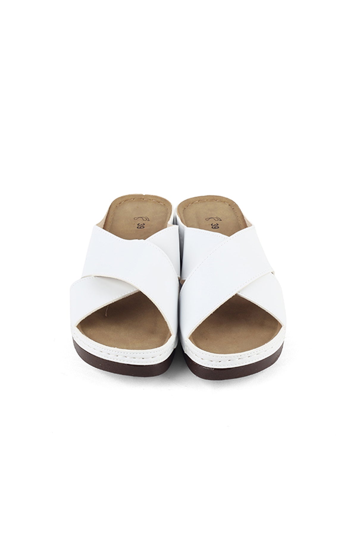 Kadın Ortopedik Çapraz Bant Beyaz Terlik