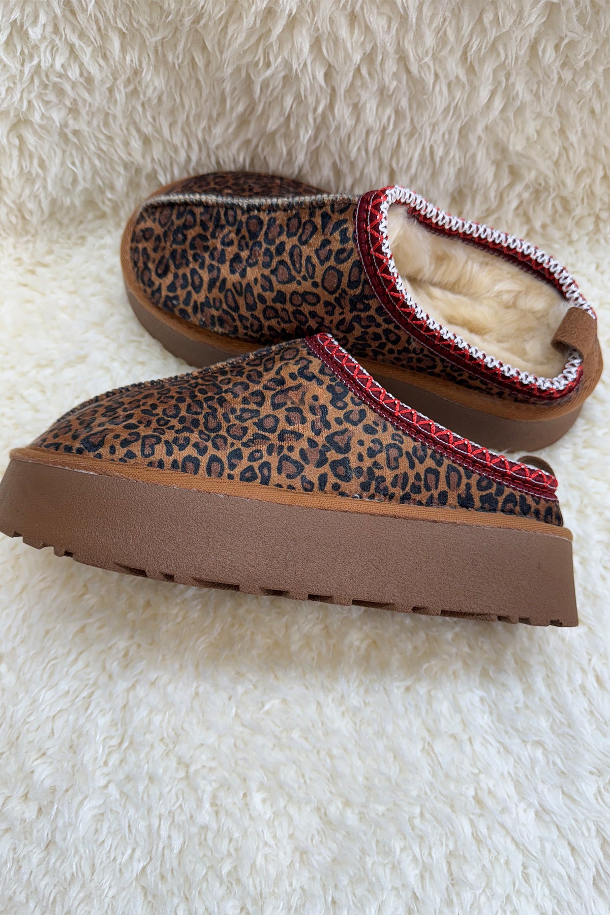 Kadın Leopar Şeritli Terlik