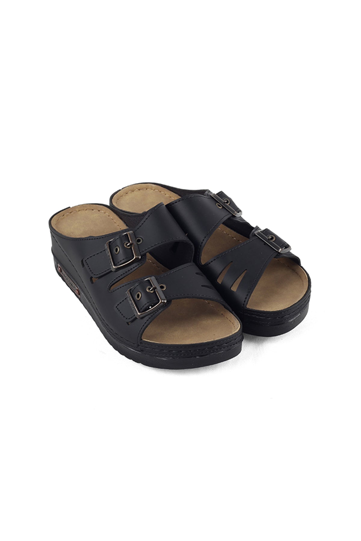 Kadın Ortopedik Tokalı Siyah Terlik