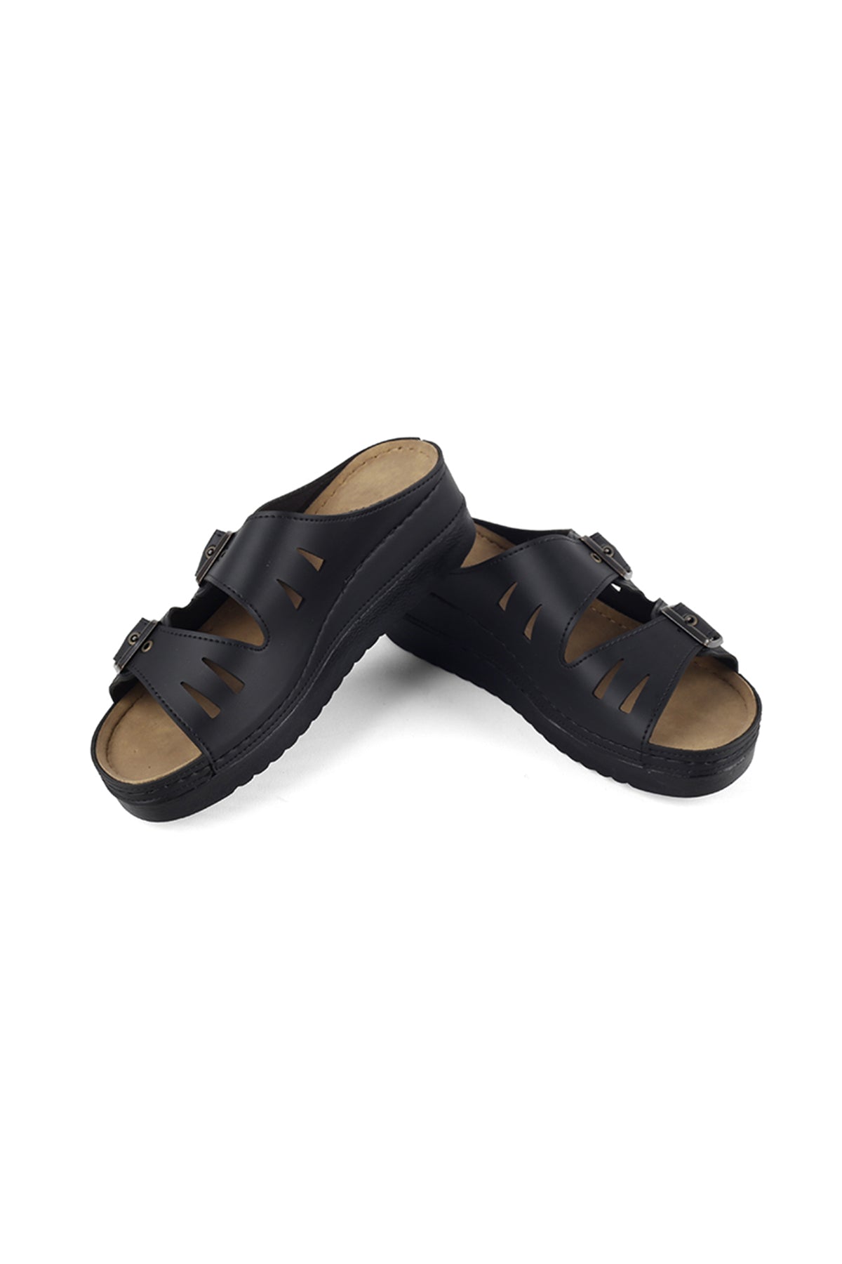 Kadın Ortopedik Tokalı Siyah Terlik