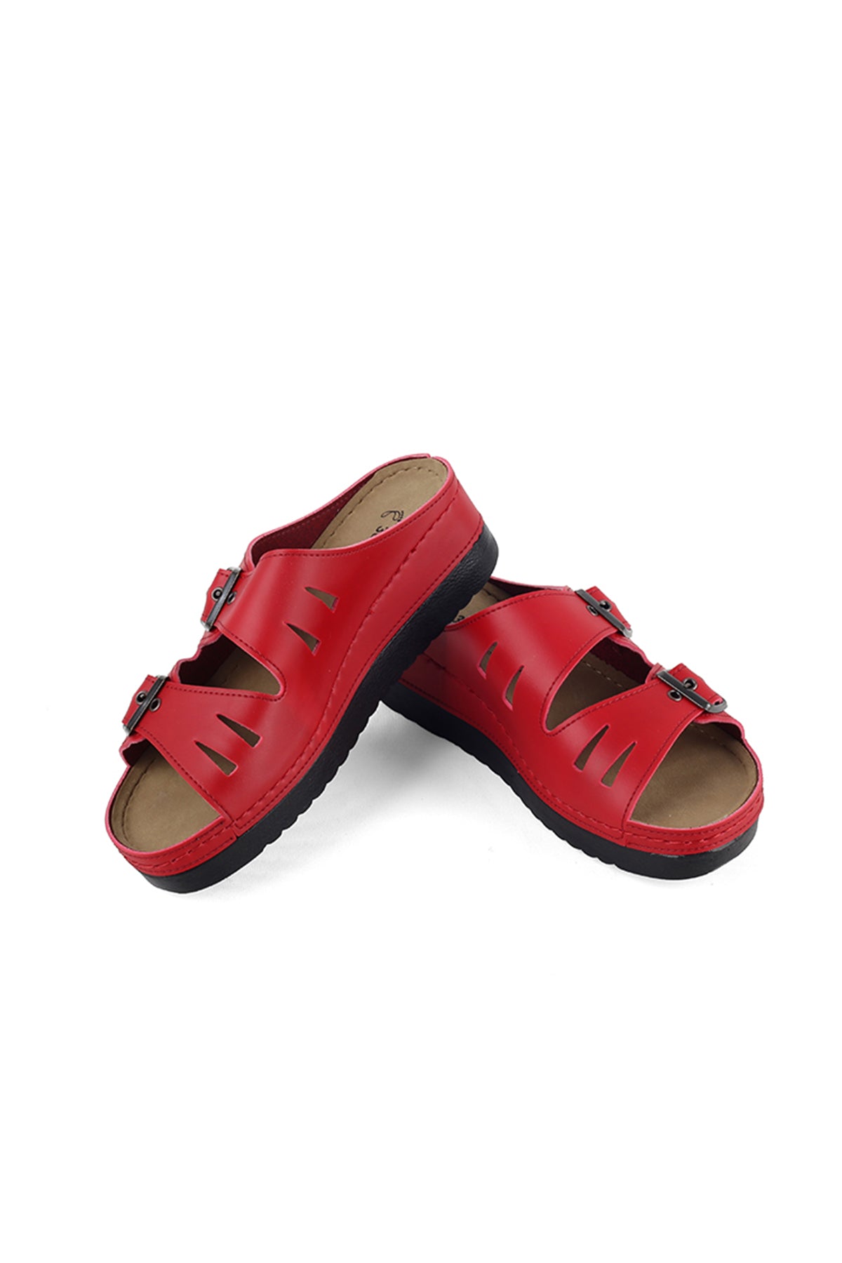 Kadın Ortopedik Tokalı Kırmızı Terlik