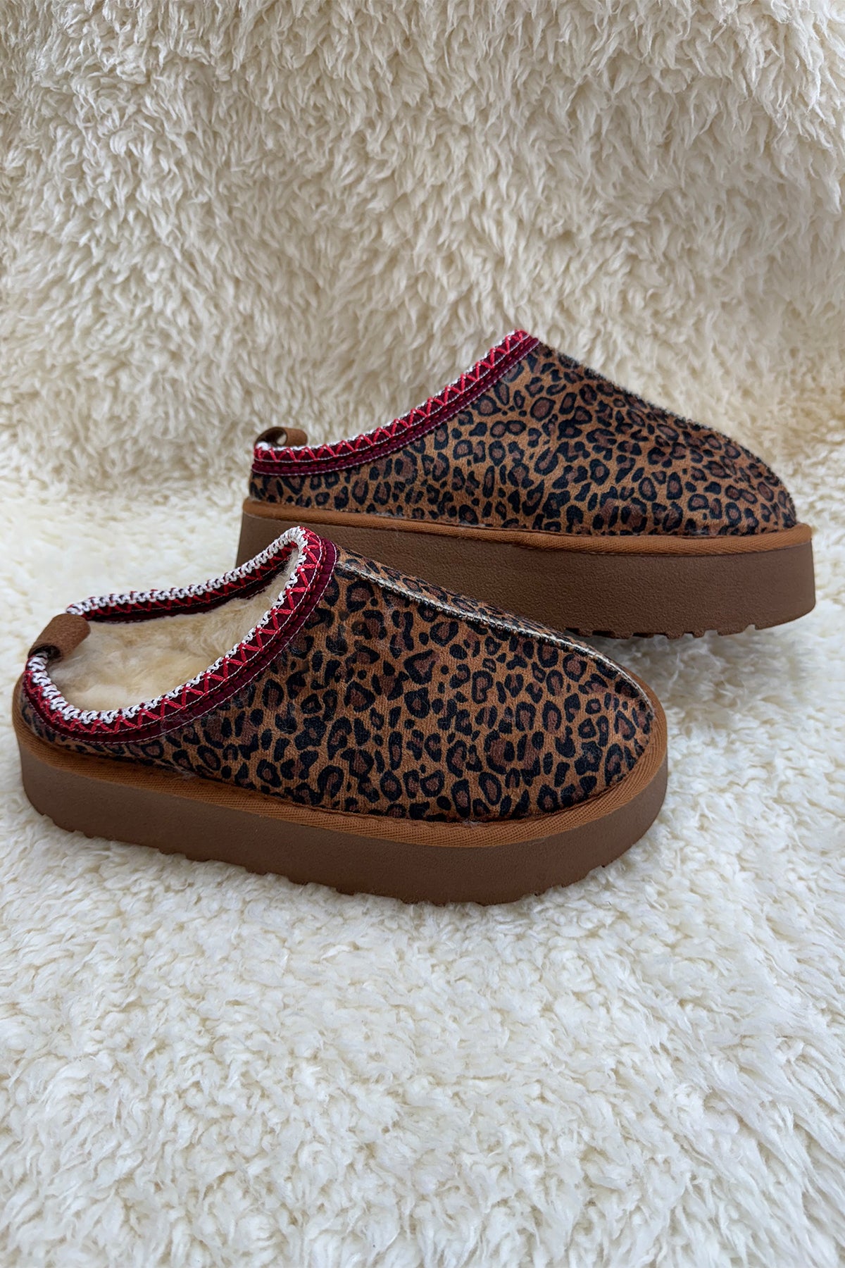 Kadın Leopar Şeritli Terlik