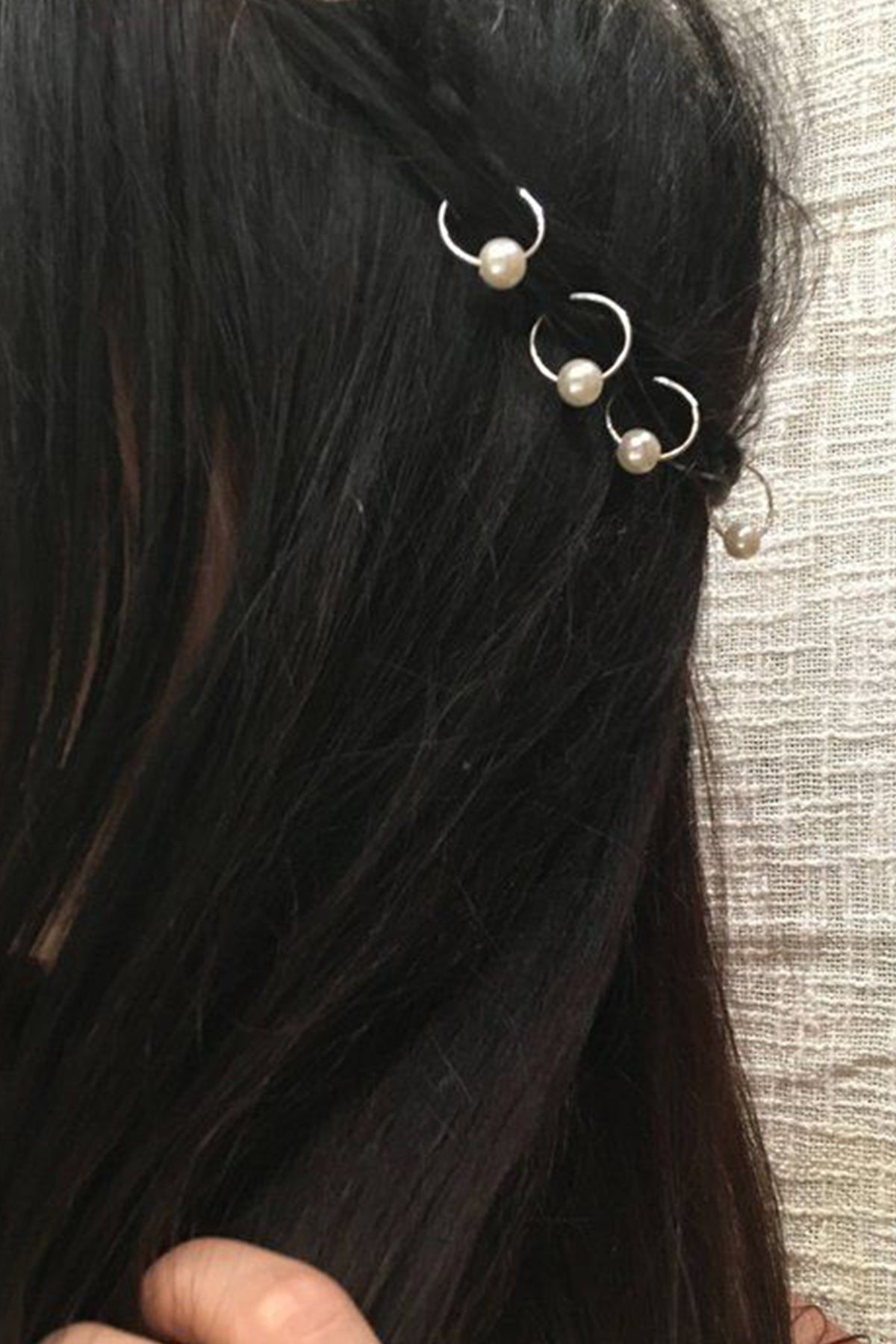 Gümüş İncili Halka Saç Tokası 10 Adet