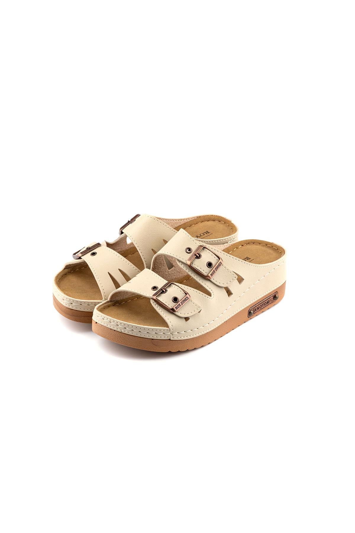 Kadın Ortopedik Tokalı Bej Terlik